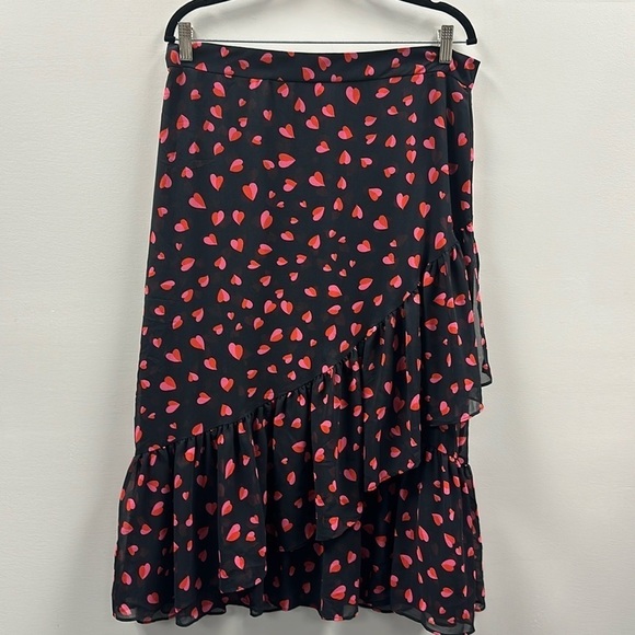 Ann Taylor Dresses & Skirts - Ann Taylor Womens Heart Flounce Wrap Midi Skirt NWT Sz 12 Valentines Day Chic